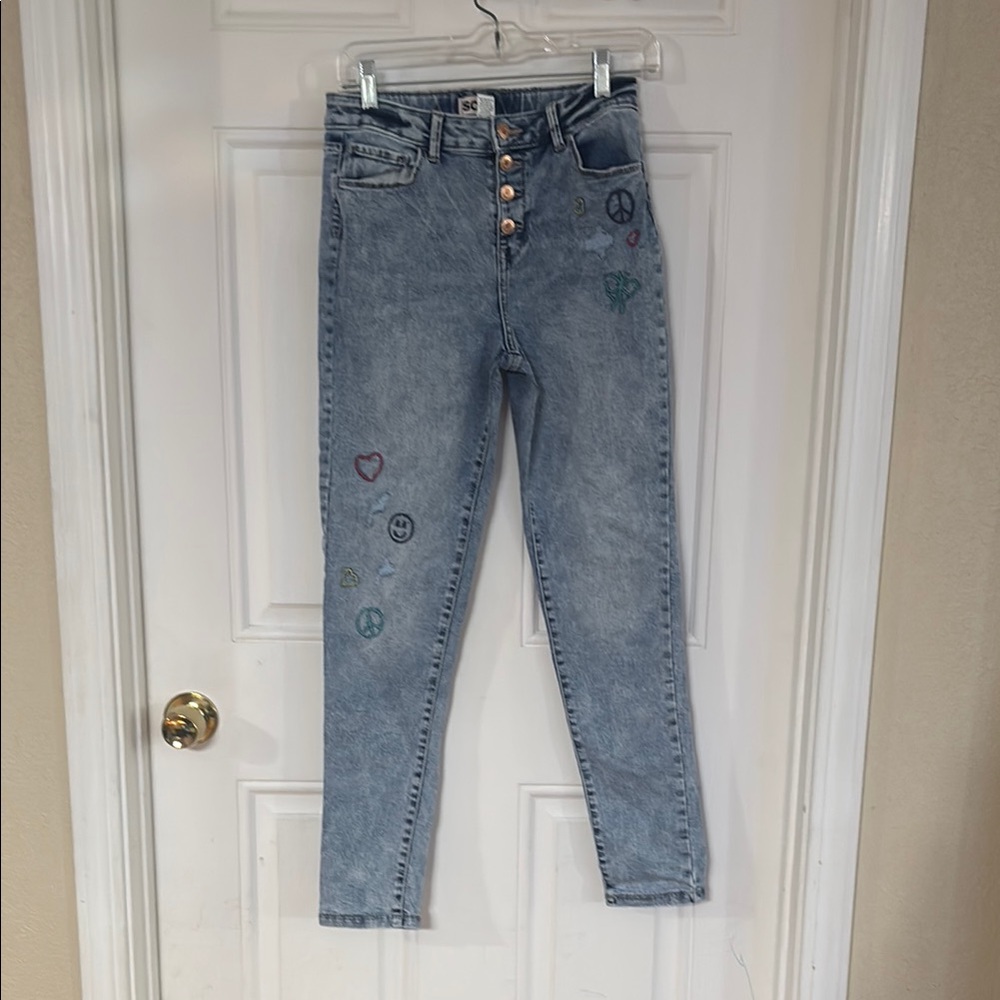 SO Blue High Rise Jeans with Vintage Faded Look